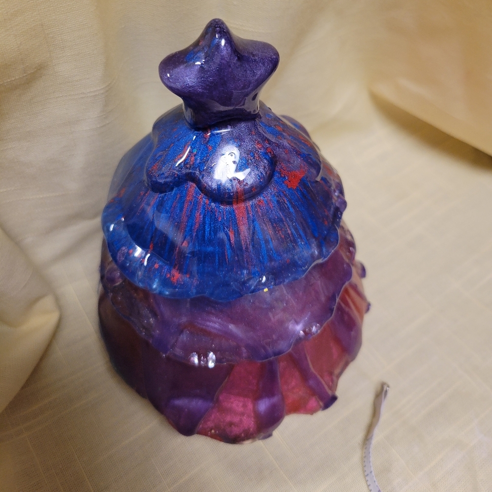"Bisexuali-tree" Handcrafted Purple, Pink & Blue Shimmer Resin Tree Sculpture - Picture 4 of 14